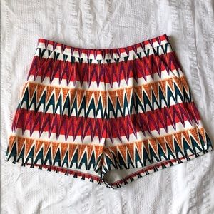 Gianni Bini Shorts High Waist Cream Green Red M